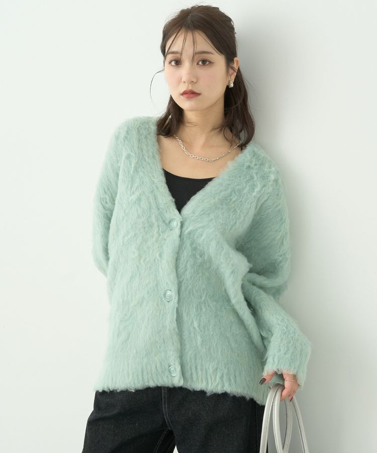 earth music&ecology「なみなみ起毛Vネックカーディガン」|カーディガン|