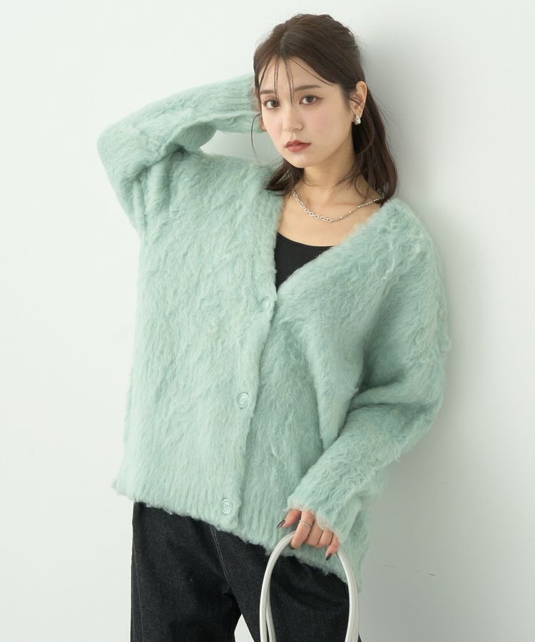 earth music&ecology「なみなみ起毛Vネックカーディガン」|カーディガン|