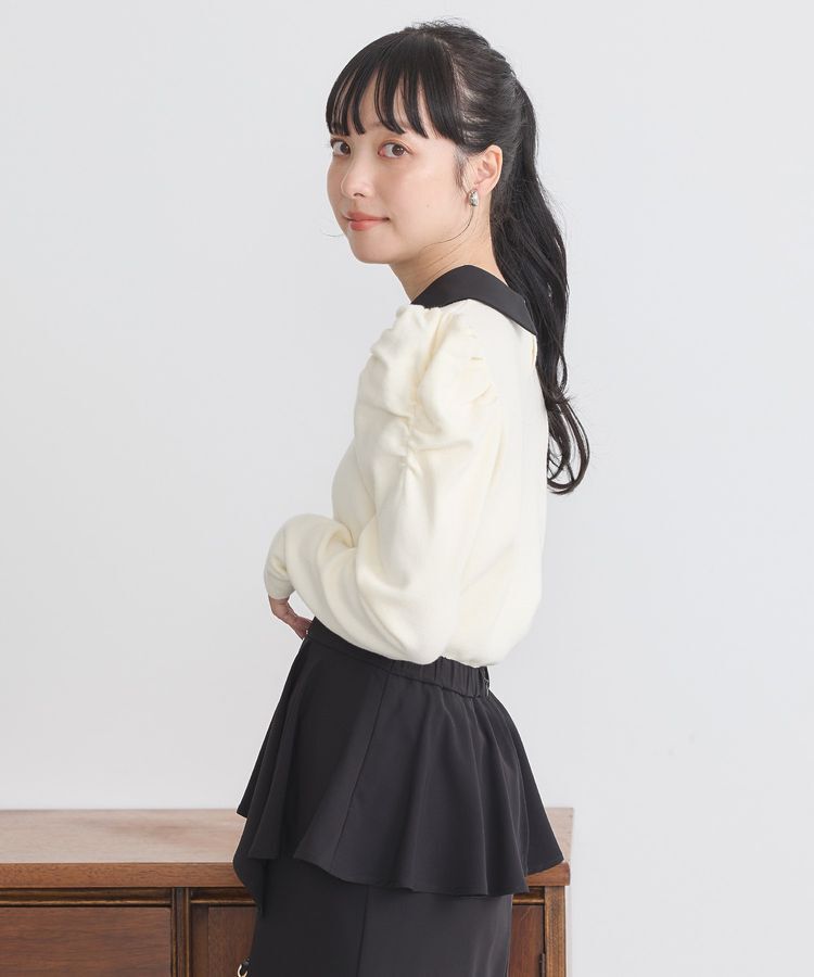 earth music&ecology「襟ビジュー付きニットプルオーバー」|ニット・セーター|