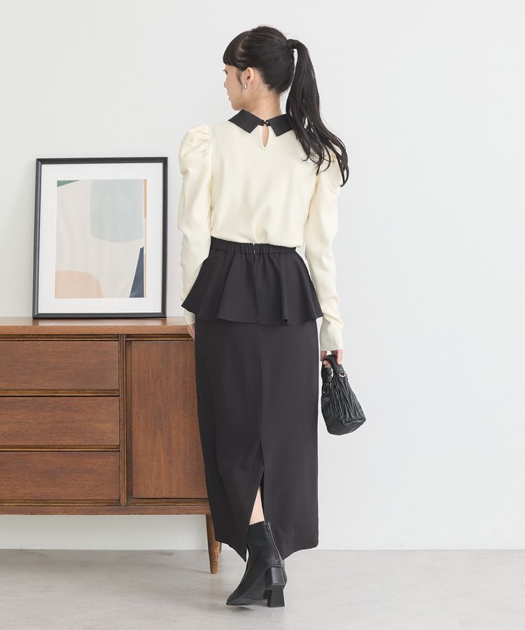 earth music&ecology「襟ビジュー付きニットプルオーバー」|ニット・セーター|