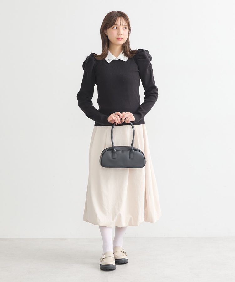 earth music&ecology「襟ビジュー付きニットプルオーバー」|ニット・セーター|