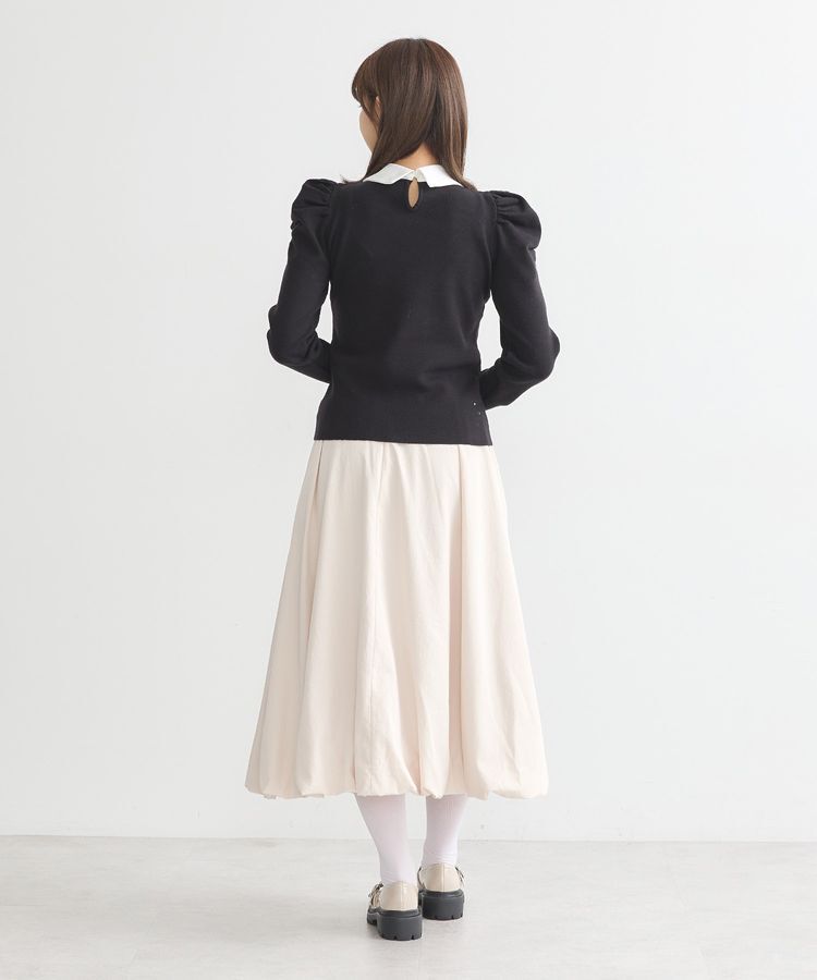 earth music&ecology「襟ビジュー付きニットプルオーバー」|ニット・セーター|