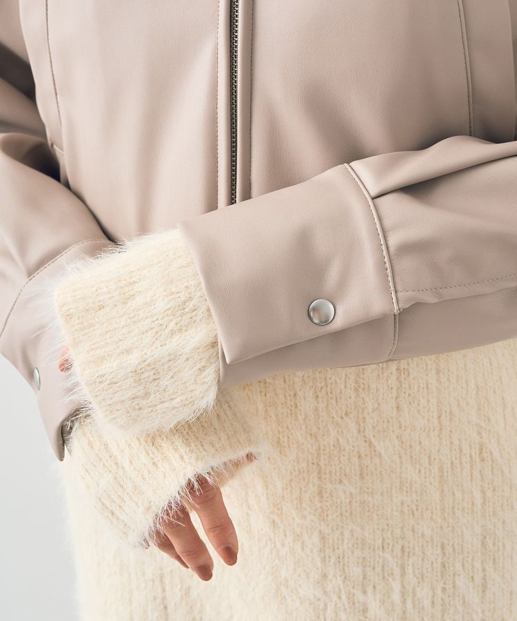 earth music&ecology「襟ファーレザーブルゾン」|ブルゾン・スタジャン|