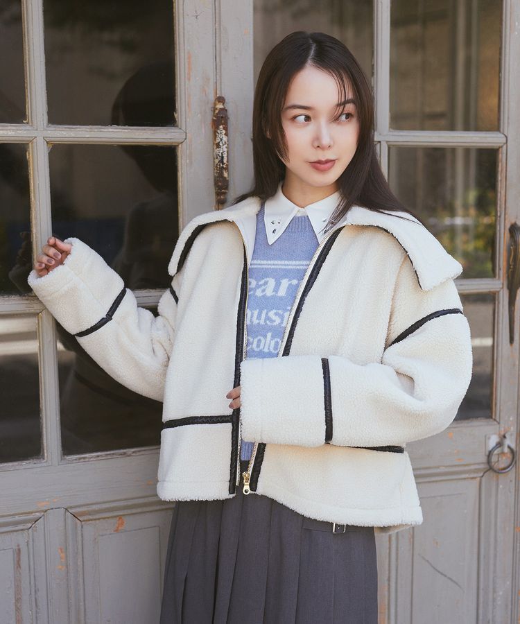 earth music&ecology「ビッグカラーボアフェイスブルゾン」|ブルゾン・スタジャン|