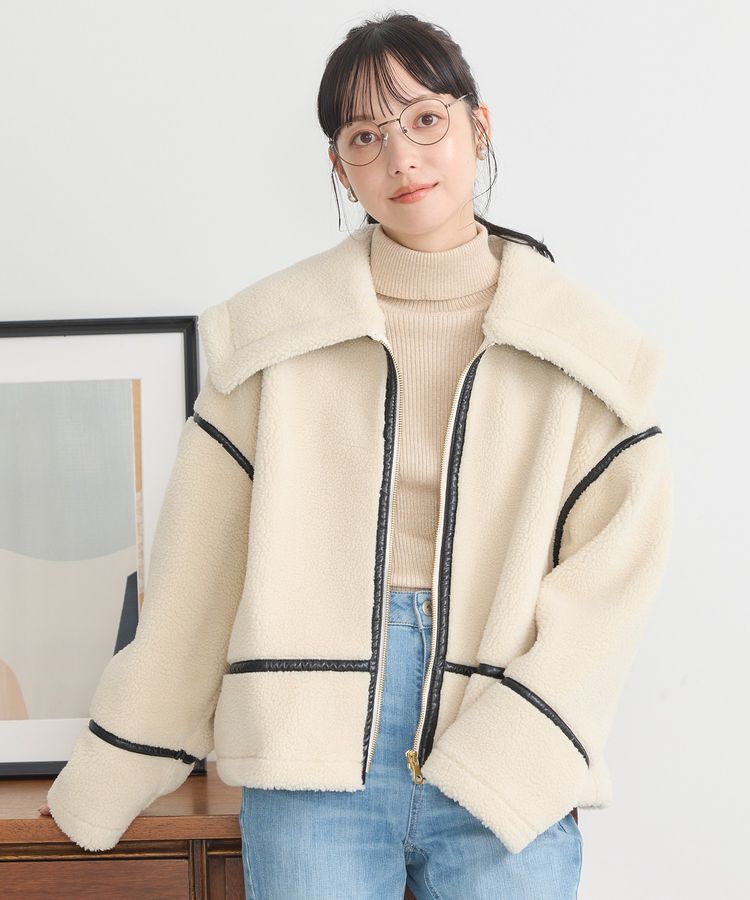 earth music&ecology「ビッグカラーボアフェイスブルゾン」|ブルゾン・スタジャン|