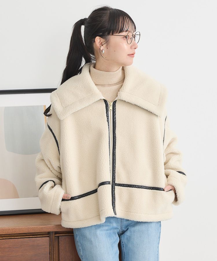 earth music&ecology「ビッグカラーボアフェイスブルゾン」|ブルゾン・スタジャン|