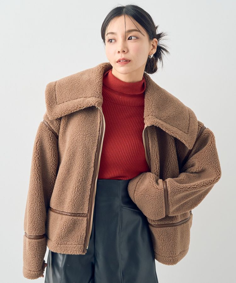 earth music&ecology「ビッグカラーボアフェイスブルゾン」|ブルゾン・スタジャン|Brown