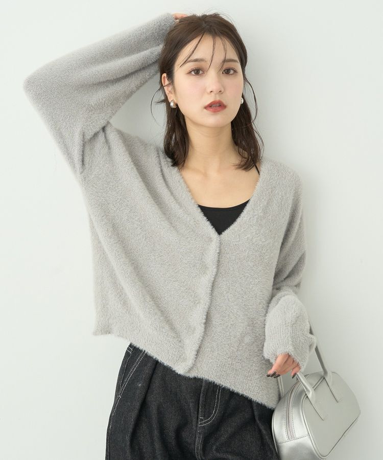 earth music&ecology「ミニラメシャギーカーディガン」|カーディガン|Light Gray