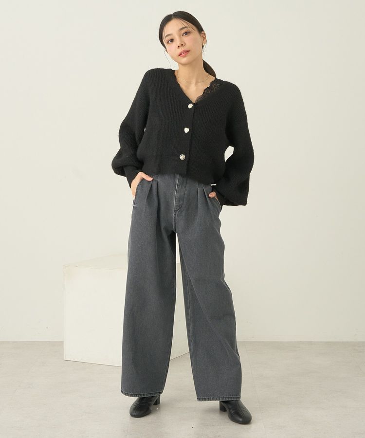 earth music&ecology「ダブルタックワイドデニムパンツ」|デニム|