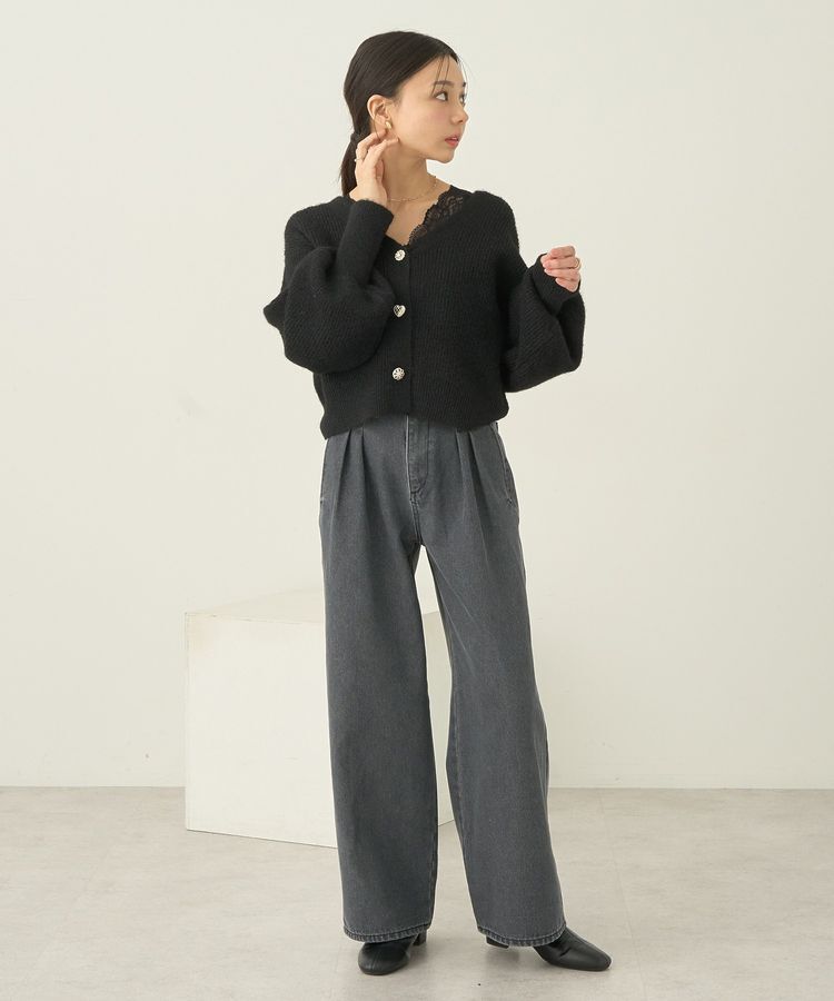 earth music&ecology「ダブルタックワイドデニムパンツ」|デニム|