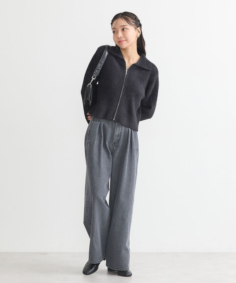 earth music&ecology「ダブルタックワイドデニムパンツ」|デニム|