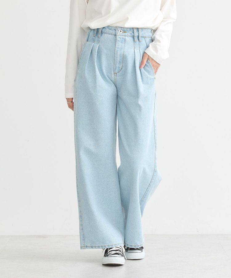 earth music&ecology「ダブルタックワイドデニムパンツ」|デニム|