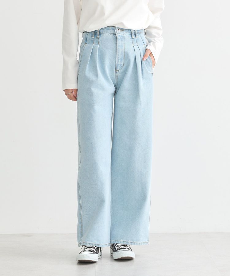 earth music&ecology「ダブルタックワイドデニムパンツ」|デニム|