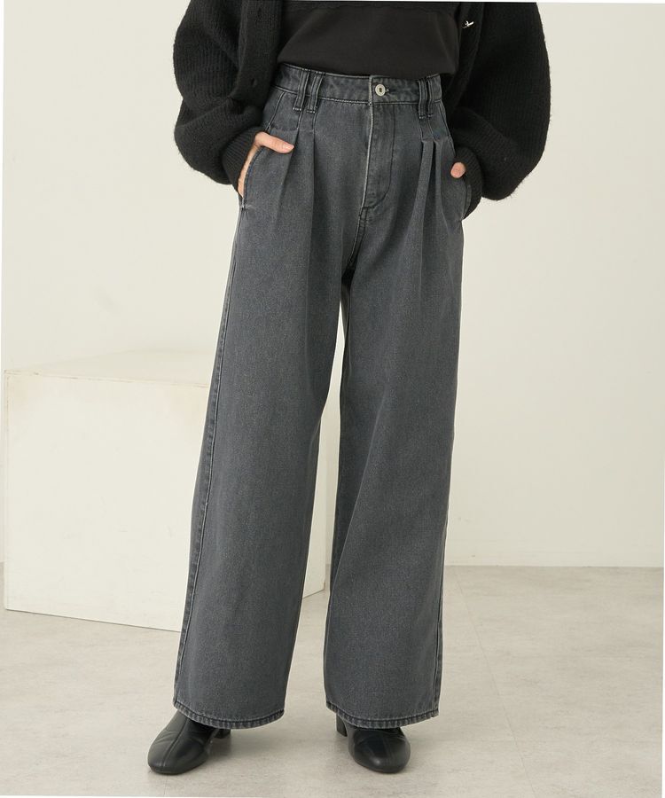 earth music&ecology「ダブルタックワイドデニムパンツ」|デニム|