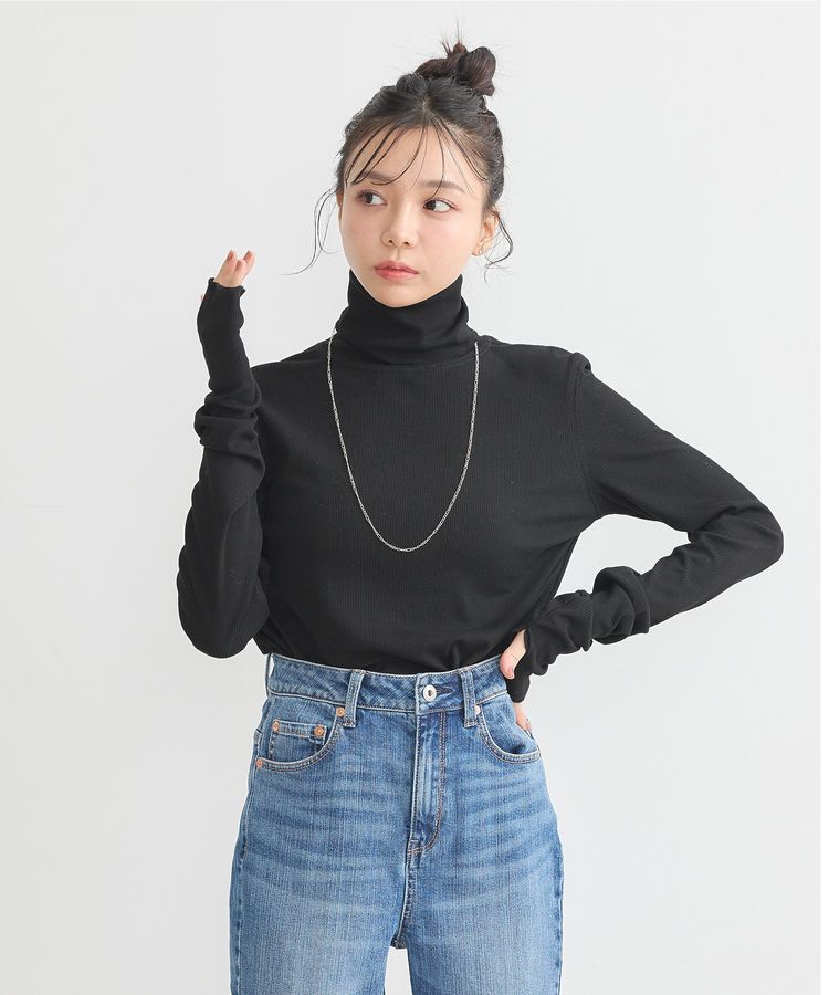 earth music&ecology「リブタートルネックプルオーバー」|Tシャツ・カットソー|