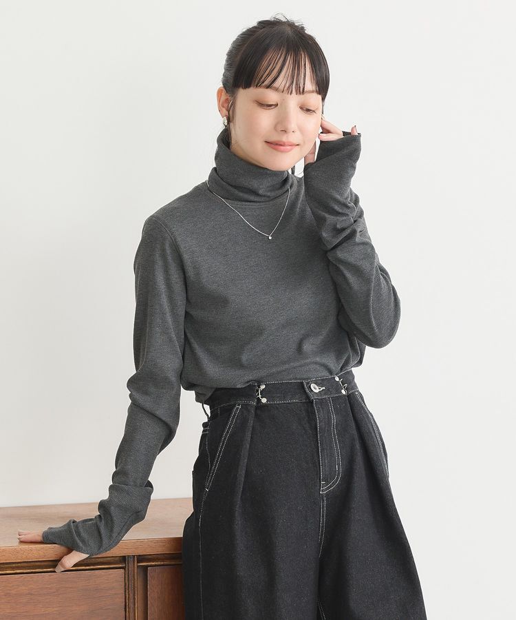 earth music&ecology「リブタートルネックプルオーバー」|Tシャツ・カットソー|