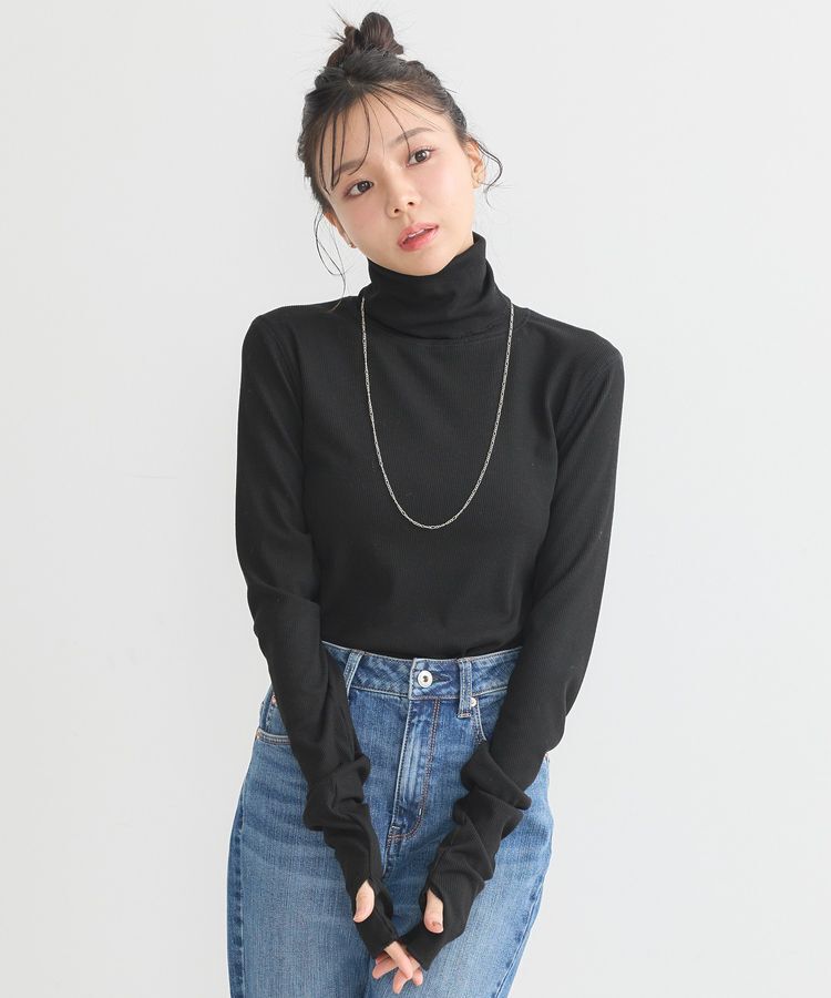 earth music&ecology「リブタートルネックプルオーバー」|Tシャツ・カットソー|Black