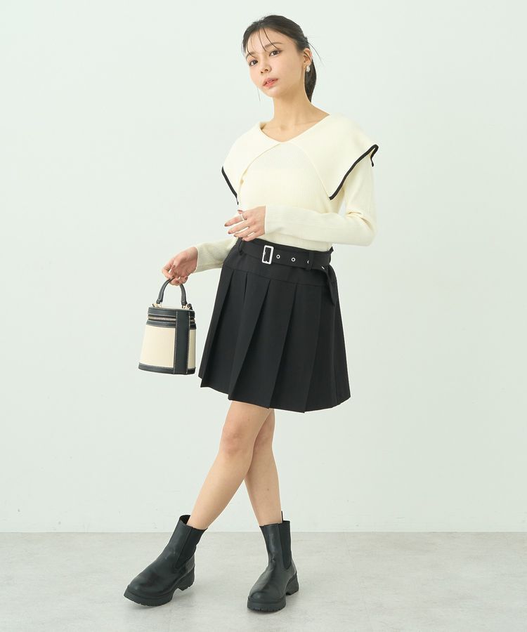 earth music&ecology「ベルト付きプリーツミニスカート」|スカート|