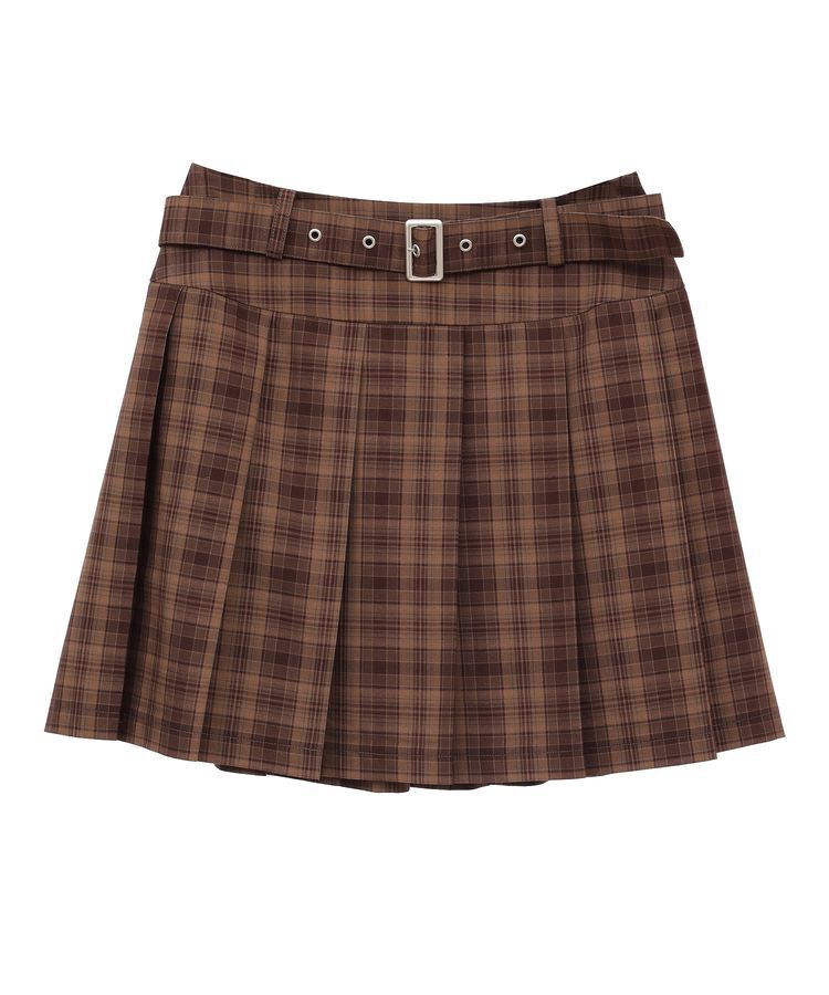 earth music&ecology「ベルト付きプリーツミニスカート」|スカート|