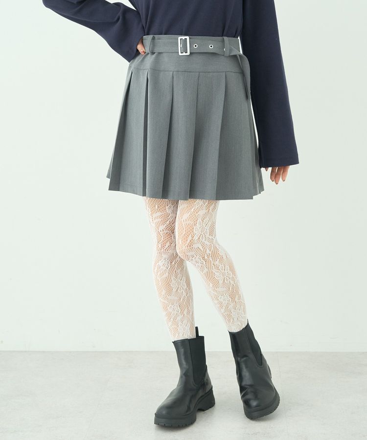 earth music&ecology「ベルト付きプリーツミニスカート」|スカート|