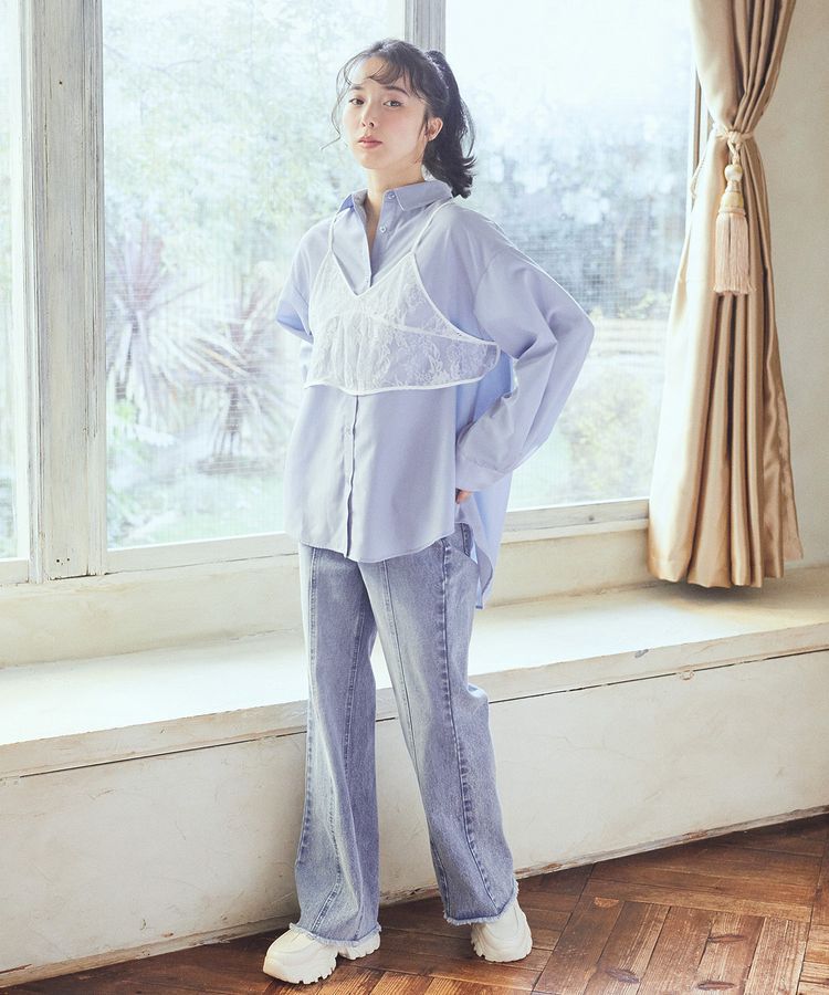 earth music&ecology「フロントシームセミフレアデニムパンツ」|デニム|