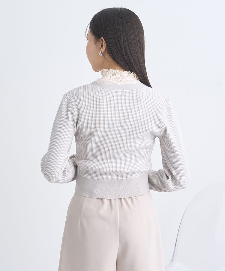 earth music&ecology「マイクロボーダーVネックコンパクトカーディガン」|カーディガン|