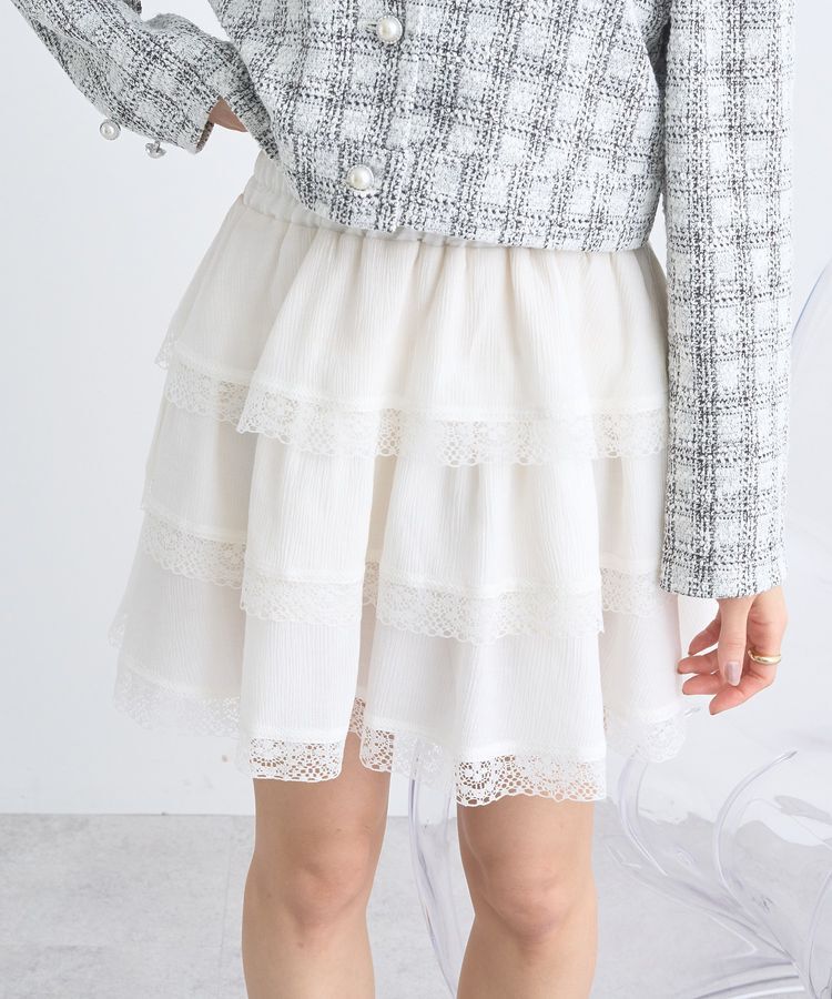 earth music&ecology「ティアードレースミニスカート」|スカート|