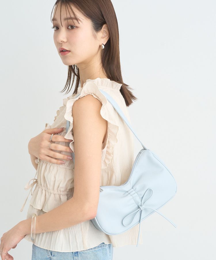 earth music&ecology「リボンドロストハンドバッグ」|ハンドバッグ|アイスブルー