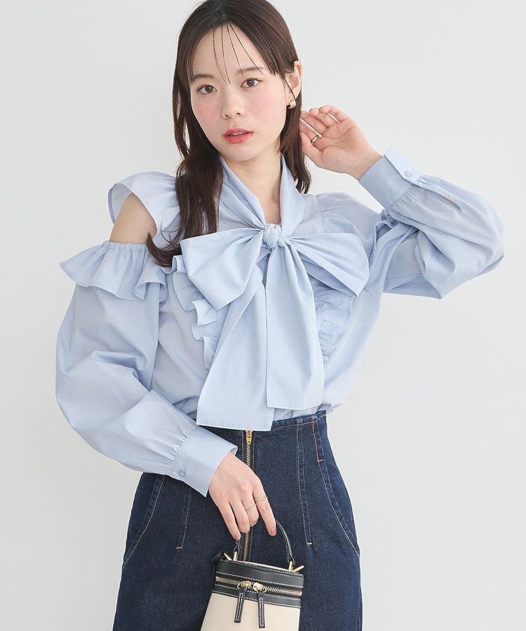 earth music&ecology「リボンラッフルブラウス」|シャツ・ブラウス|