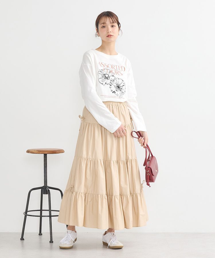 earth music&ecology「サイドリボンボリュームティアードスカート」|フレア|