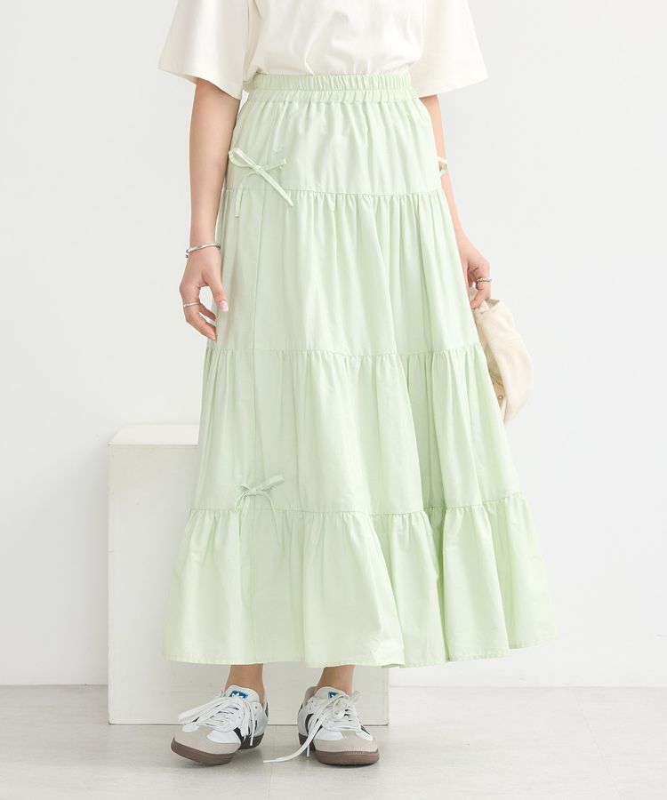 earth music&ecology「サイドリボンボリュームティアードスカート」|フレア|Mint