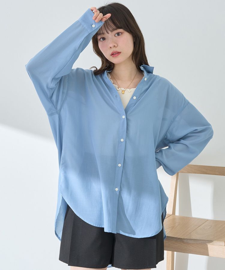 earth music&ecology「シアーシャツ」|シャツ・ブラウス|Blue