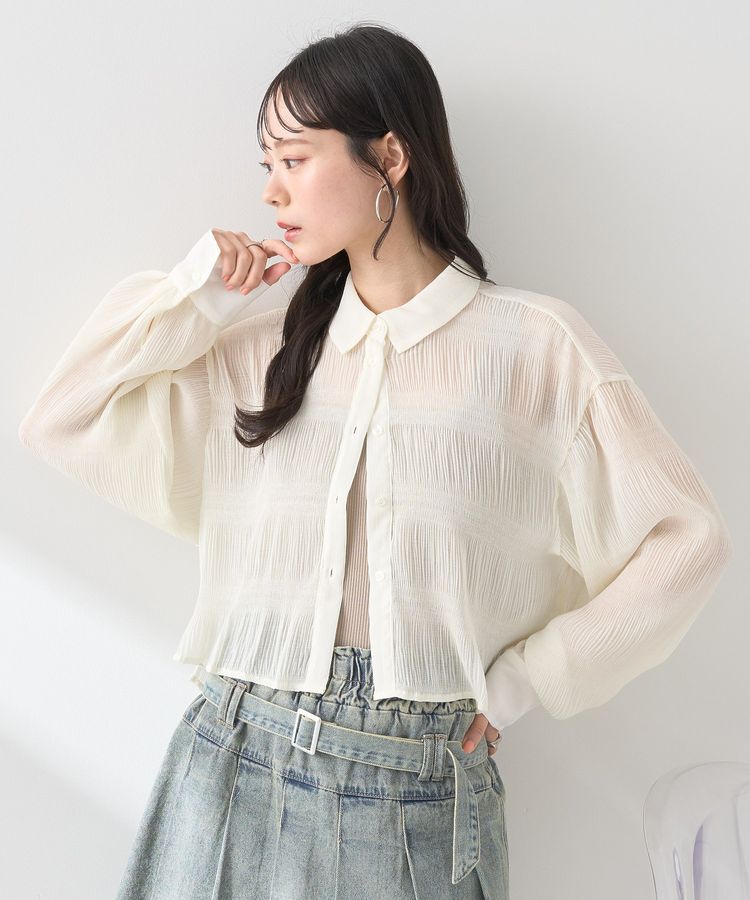 earth music&ecology「マジョリカプリーツショートシャツ」|シャツ・ブラウス|