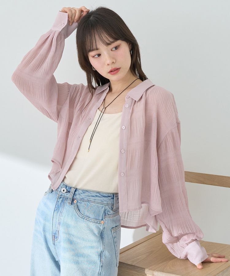 earth music&ecology「マジョリカプリーツショートシャツ」|シャツ・ブラウス|