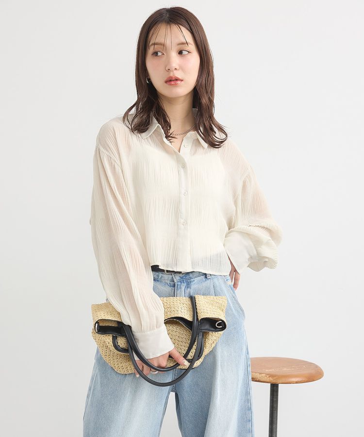 earth music&ecology「マジョリカプリーツショートシャツ」|シャツ・ブラウス|