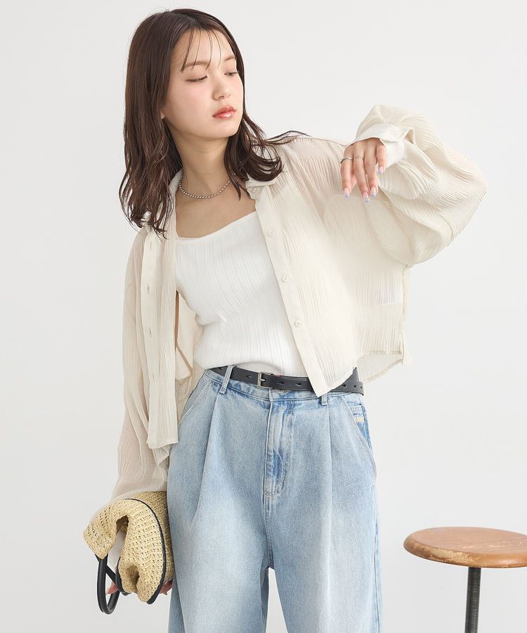 earth music&ecology「マジョリカプリーツショートシャツ」|シャツ・ブラウス|