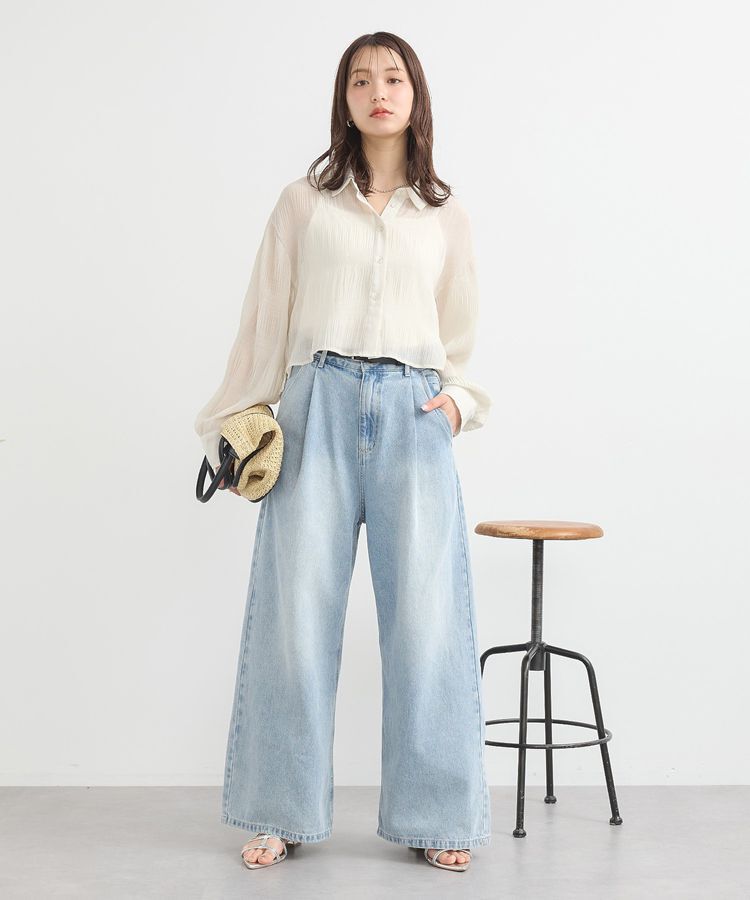 earth music&ecology「マジョリカプリーツショートシャツ」|シャツ・ブラウス|