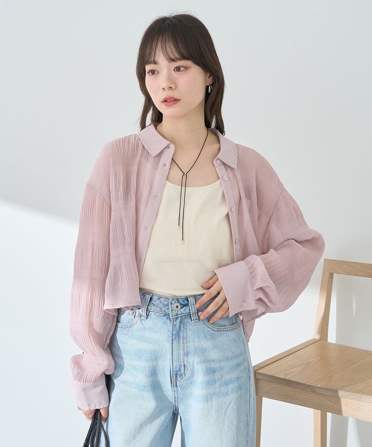 earth music&ecology「マジョリカプリーツショートシャツ」|シャツ・ブラウス|