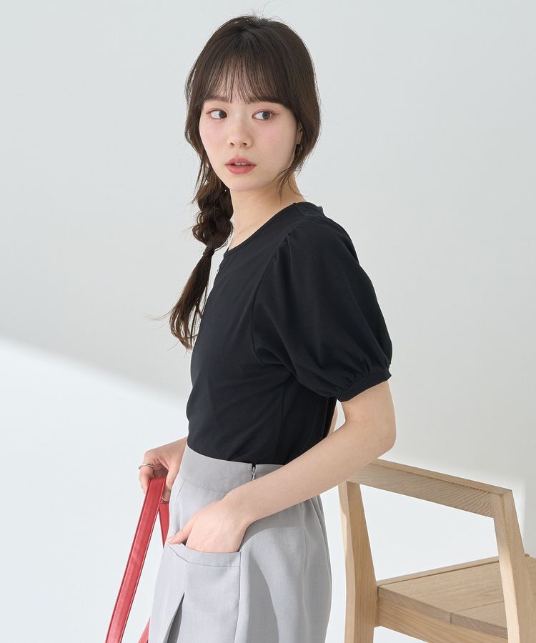 earth music&ecology「ロゴプレート付きパフスリーブプルオーバー」|Tシャツ・カットソー|