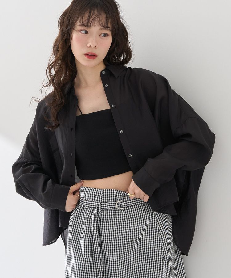 earth music&ecology「ワイドシルエットシアーシャツ」|シャツ・ブラウス|Black