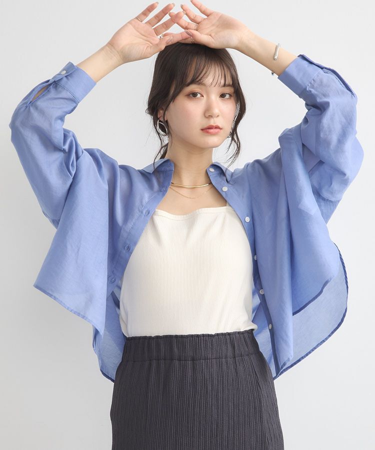 earth music&ecology「ワイドシルエットシアーシャツ」|シャツ・ブラウス|Blue