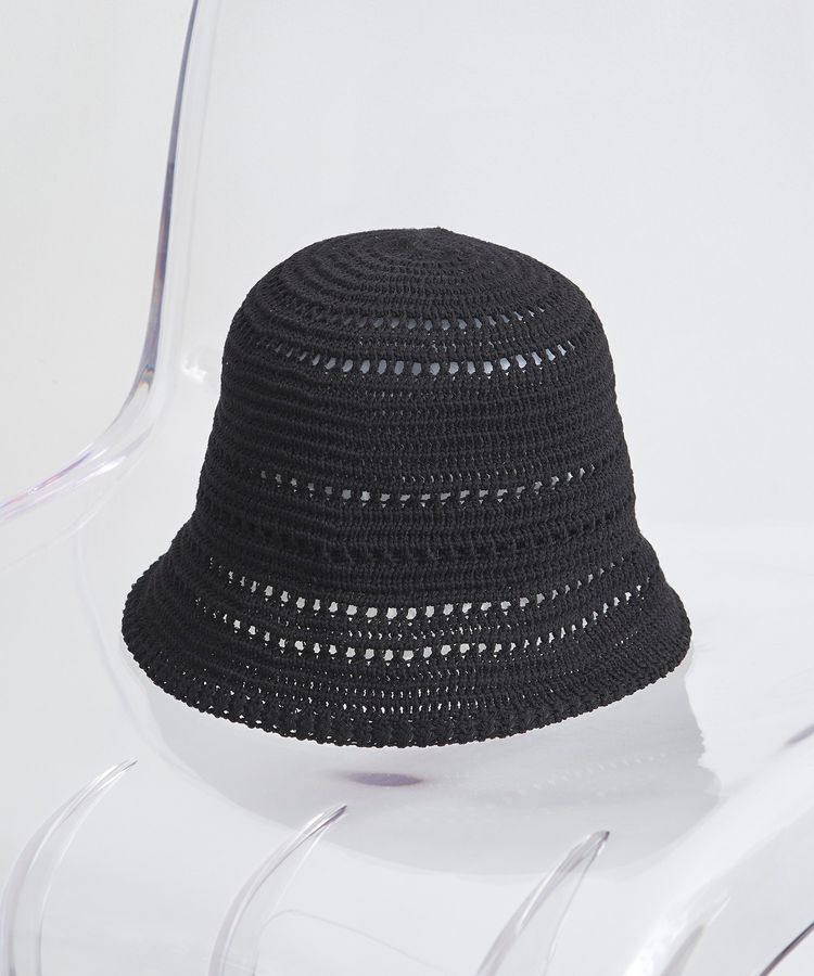 earth music&ecology「透かし編みサーモハット」|その他|Black