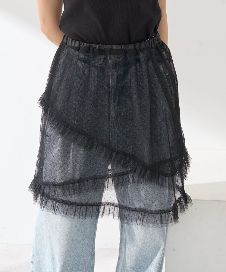 earth music&ecology「ドットチュールスカート」|スカート|Black