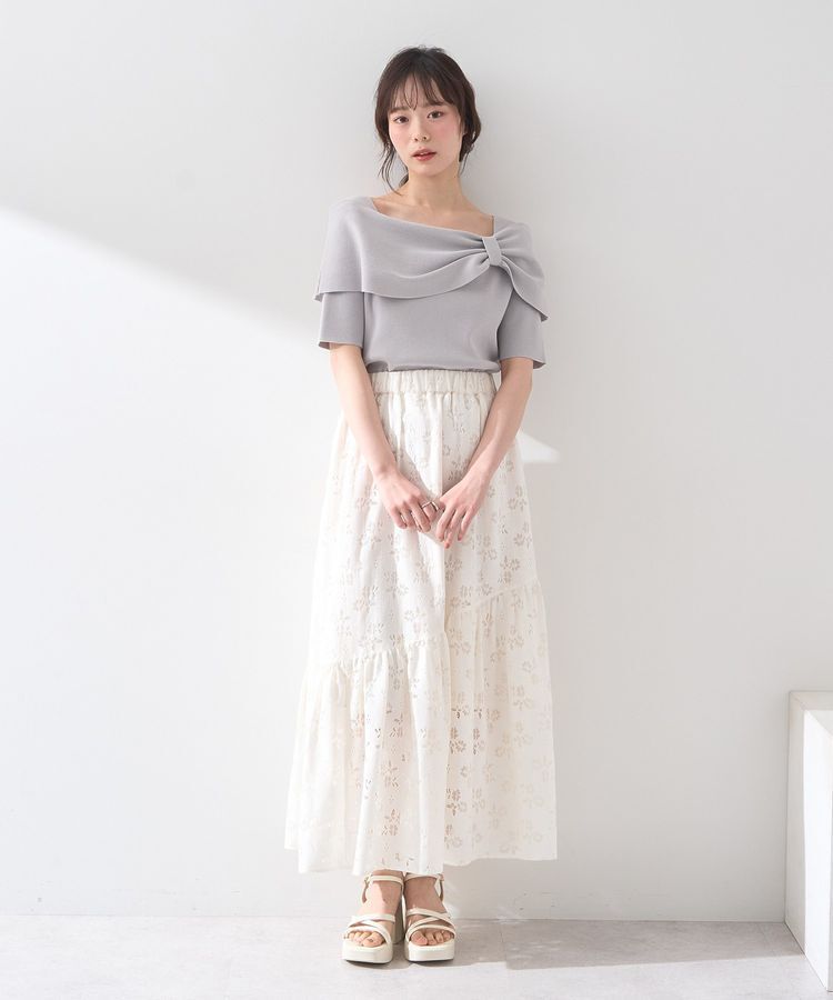 earth music&ecology「リボン半袖ニットプルオーバー」|ニット・セーター|