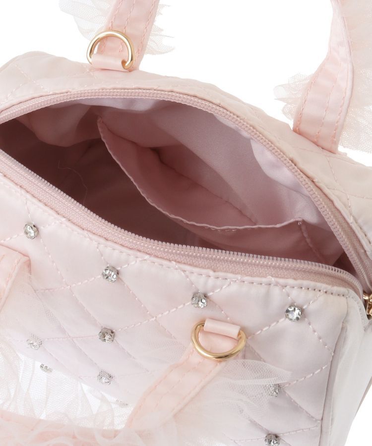 Maison de FLEUR「チュールハンドルラインストーンボストンバッグ」|ハンドバッグ|