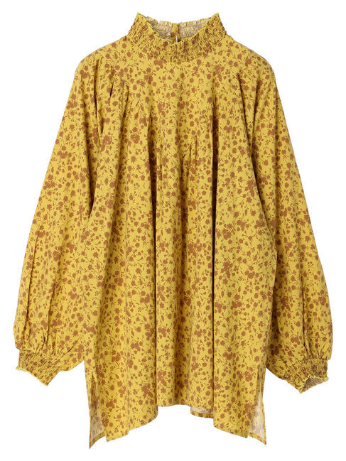  「V切り替えシャーリングFlowerブラウス」|シャツ・ブラウス|