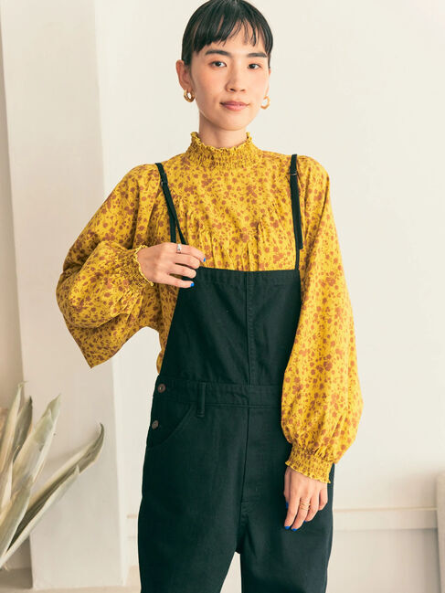  「V切り替えシャーリングFlowerブラウス」|シャツ・ブラウス|