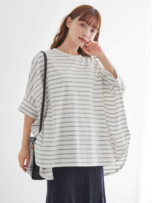  「ボーダーポンチョカットチュニック2」|Tシャツ・カットソー|