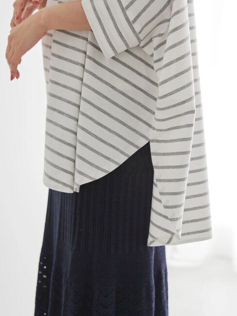  「ボーダーポンチョカットチュニック2」|Tシャツ・カットソー|