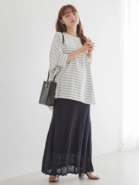  「ボーダーポンチョカットチュニック2」|Tシャツ・カットソー|